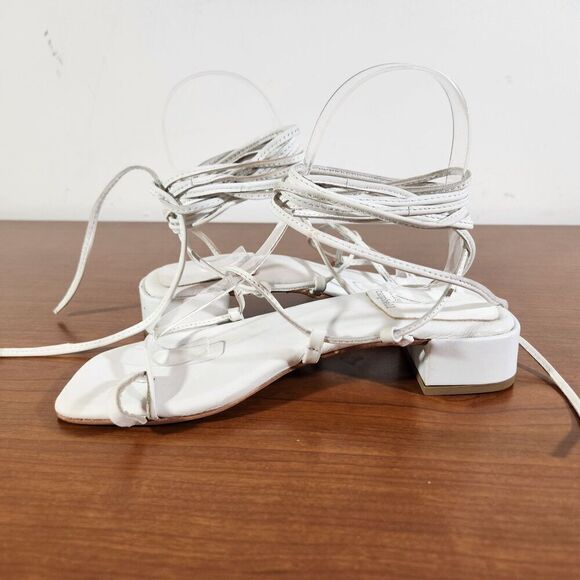 JEFFREY CAMPBELL Agate 2 Leather Sandal Color White Size 6 EU 37 Lace Up - Picture 7 of 13